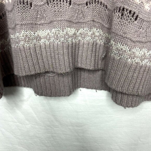 Free People Knit Sweater Size Small Grey Short Sleeve‎ Striped Top 3/4 Sleeves - Picture 9 of 12